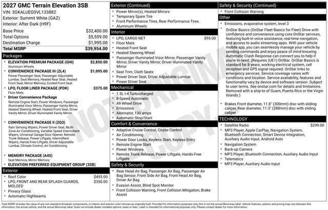 New 2027 GMC Terrain Elevation w/ Elevation Premium Package AWD/4WD image 23