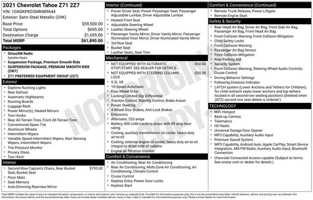 Used 2021 Chevrolet Tahoe Z71 AWD/4WD image 5