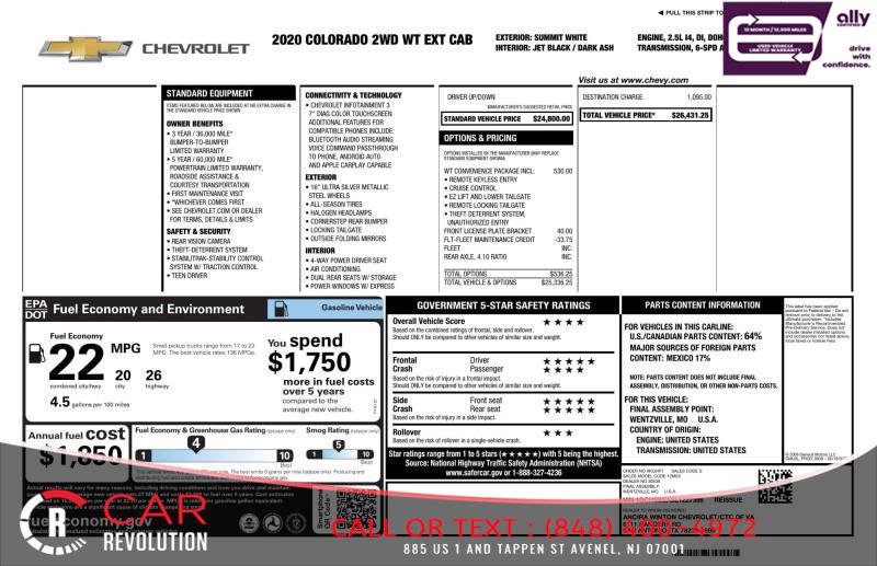 Used 2020 Chevrolet Colorado W/T w/ WT Convenience Package RWD image 3
