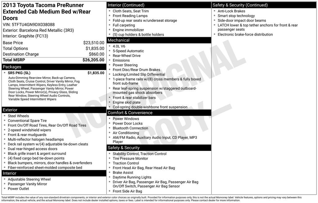 Used 2013 Toyota Tacoma PreRunner w/ SR5 Pkg RWD image 35