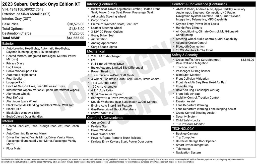 Certified 2023 Subaru Outback Onyx Edition XT AWD/4WD image 11