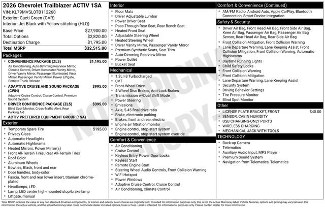 New 2026 Chevrolet TrailBlazer ACTIV w/ Convenience Package image 6