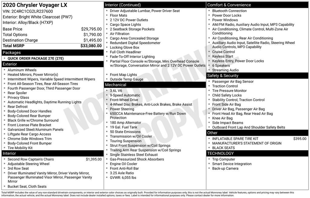 Used 2020 Chrysler Voyager LX image 37