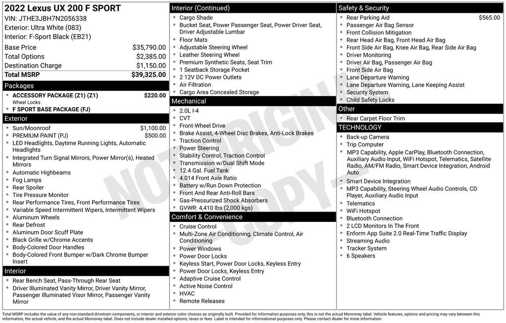 Used 2022 Lexus UX 200 F Sport w/ Accessory Package (Z1) FWD image 6