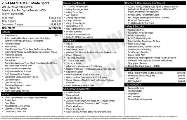 Used 2024 MAZDA MX-5 Miata Sport image 34