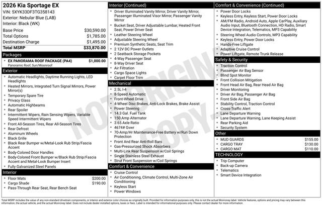 Certified 2026 Kia Sportage EX w/ EX Panorama Roof Package FWD image 16