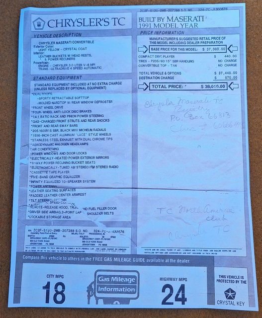 Used 1991 Chrysler TC by Maserati image 31