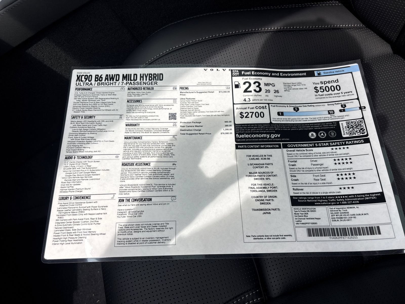 New 2026 Volvo XC90 B6 Ultra w/ Protection Package Premier AWD/4WD image 33
