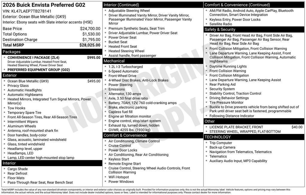 New 2026 Buick Envista Sport Touring w/ Convenience I Package FWD image 26