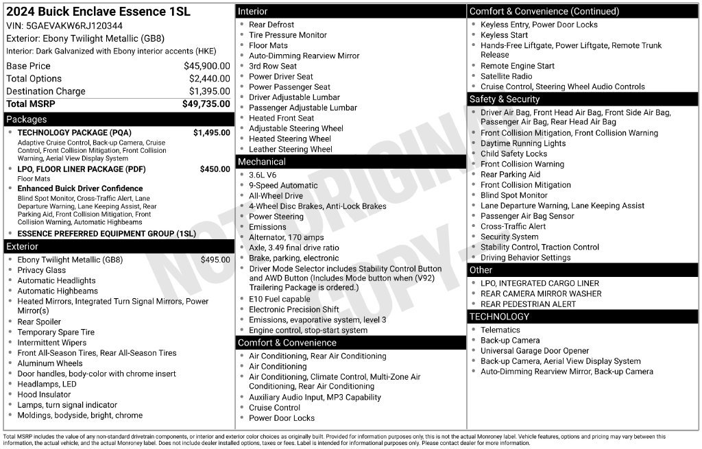 Certified 2024 Buick Enclave Essence w/ Technology Package AWD/4WD image 52