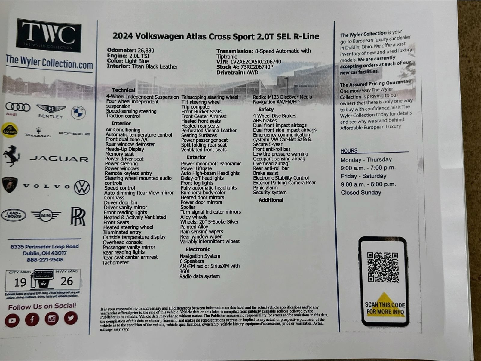 Certified 2024 Volkswagen Atlas Cross Sport SEL R-Line AWD/4WD image 46