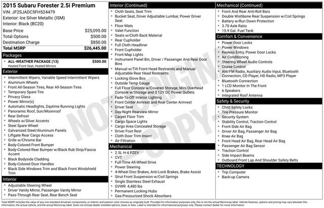 Used 2015 Subaru Forester 2.5i Premium w/ All-Weather Package image 4