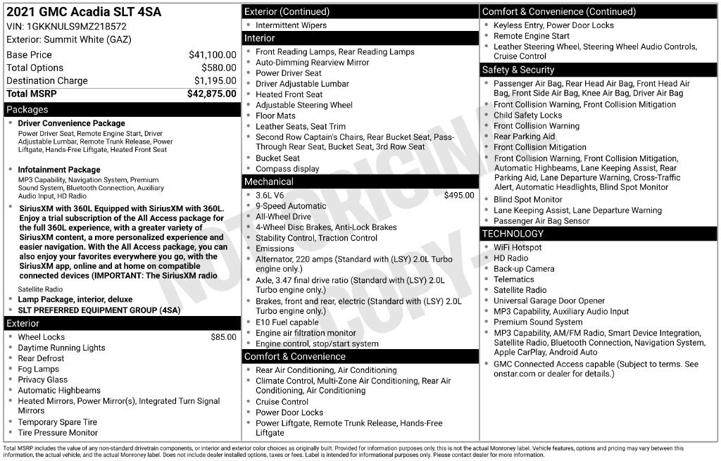 Used 2021 GMC Acadia SLT AWD/4WD image 4
