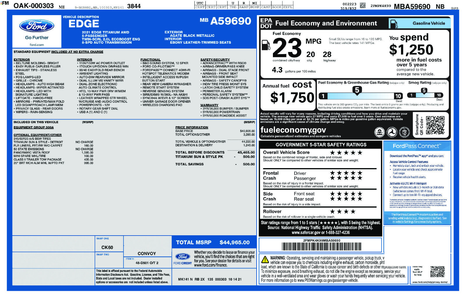 Used 2021 Ford Edge Titanium w/ Class II Trailer Tow Package AWD/4WD image 5