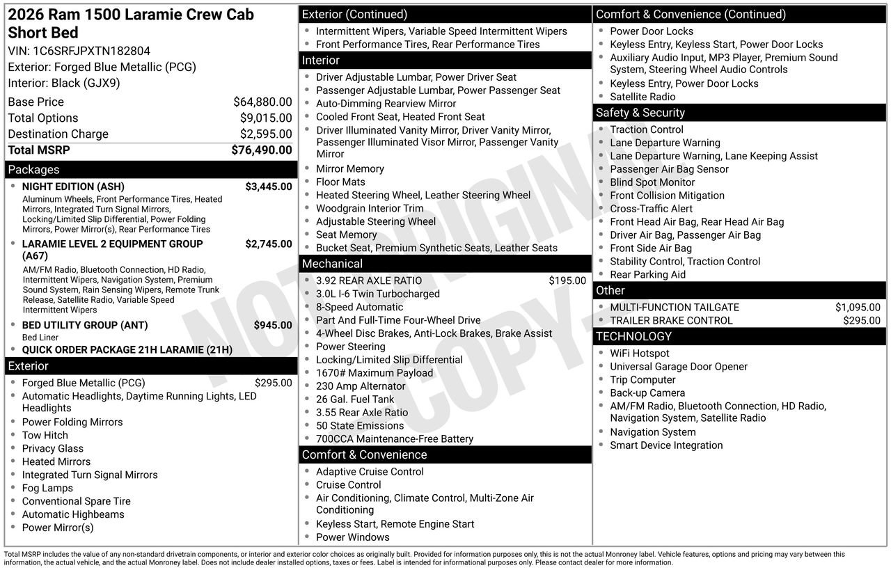 New 2026 RAM 1500 Laramie w/ Night Edition image 29
