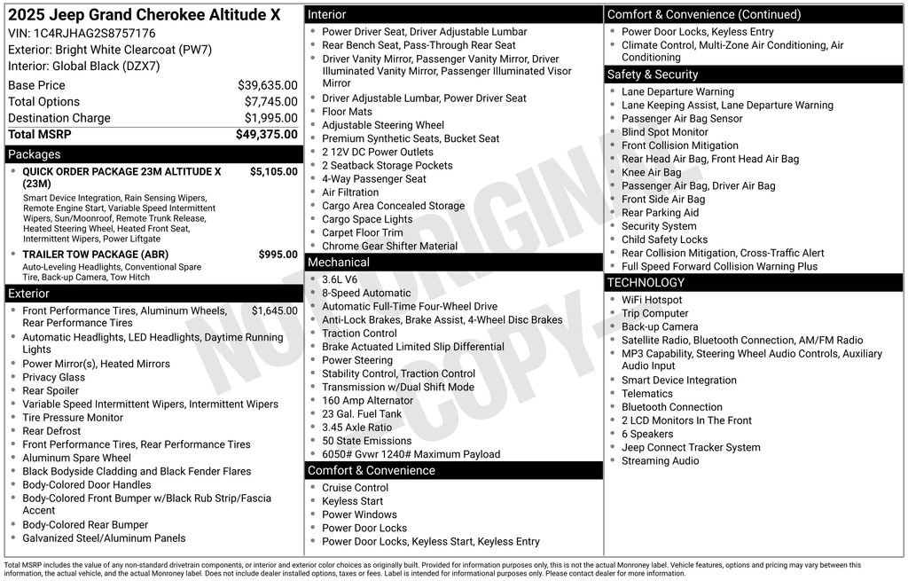 New 2025 Jeep Grand Cherokee Altitude AWD/4WD image 32