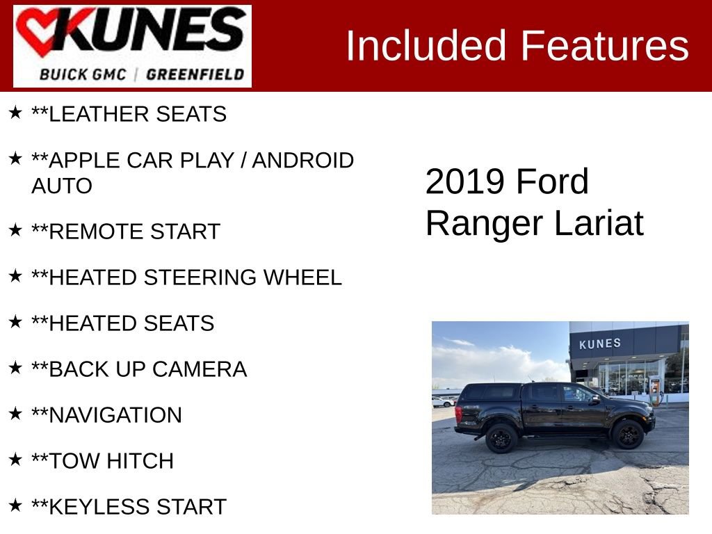Used 2019 Ford Ranger Lariat w/ Black Appearance Package AWD/4WD image 2