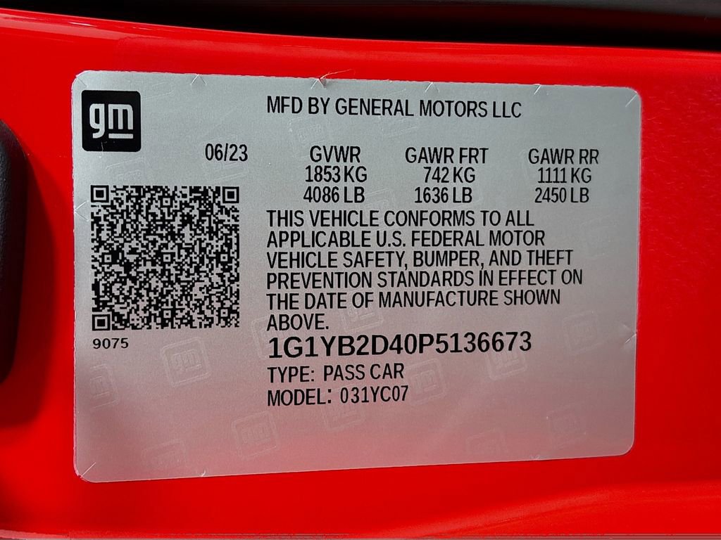 Certified 2023 Chevrolet Corvette Stingray Preferred Cpe w/ Z51 Performance Package image 34