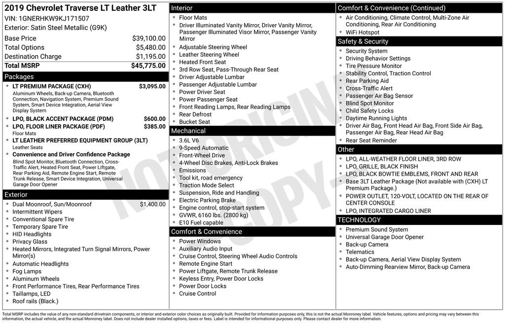 Used 2019 Chevrolet Traverse LT w/ LT Premium Package image 10