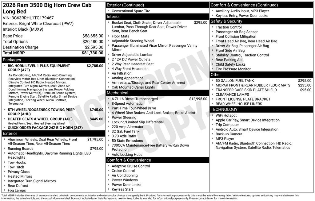 New 2026 RAM 3500 Big Horn image 3