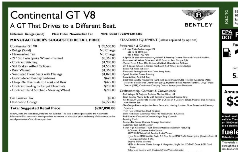 Used 2015 Bentley Continental GT AWD/4WD image 7