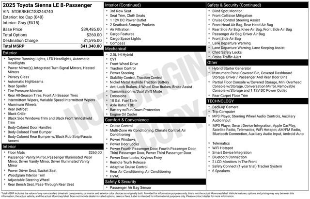 Used 2025 Toyota Sienna LE FWD image 28