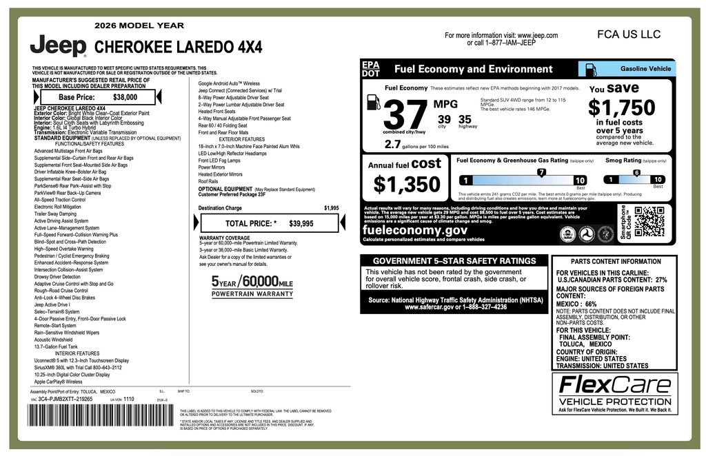 New 2026 Jeep Cherokee Laredo image 2
