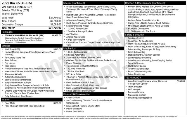Used 2022 Kia K5 GT-Line w/ GT-Line Awd Premium Package image 22