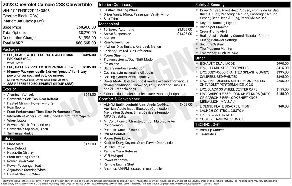 Used 2023 Chevrolet Camaro SS RWD image 25