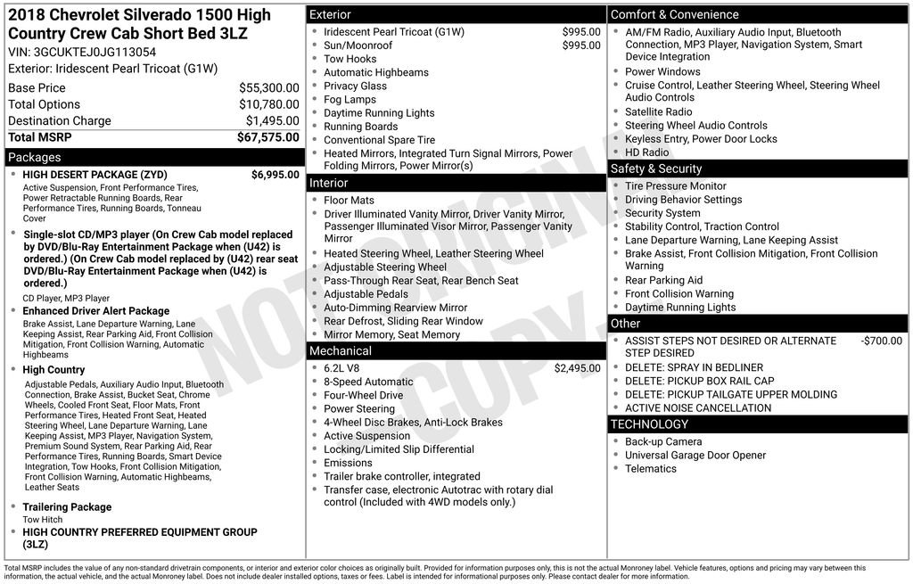 Used 2018 Chevrolet Silverado 1500 High Country w/ High Desert Package AWD/4WD image 7