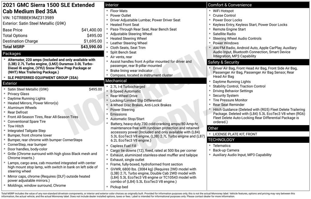 Certified 2021 GMC Sierra 1500 SLE RWD image 38