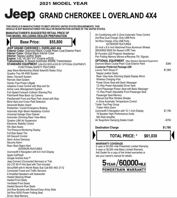 Used 2021 Jeep Grand Cherokee L Overland w/ Luxury Tech Group IV image 4