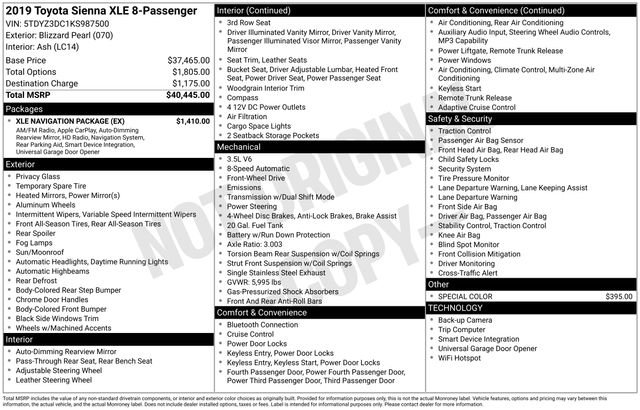 Used 2019 Toyota Sienna XLE w/ XLE Navigation Package FWD image 22