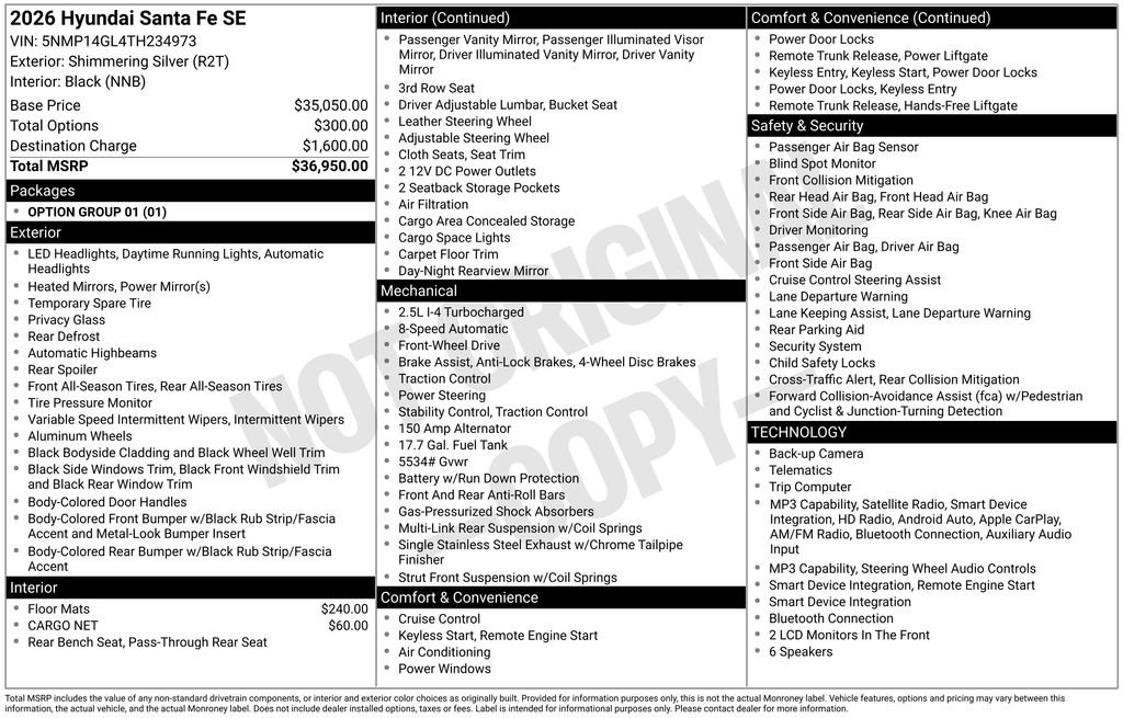 New 2026 Hyundai Santa Fe SE FWD image 35