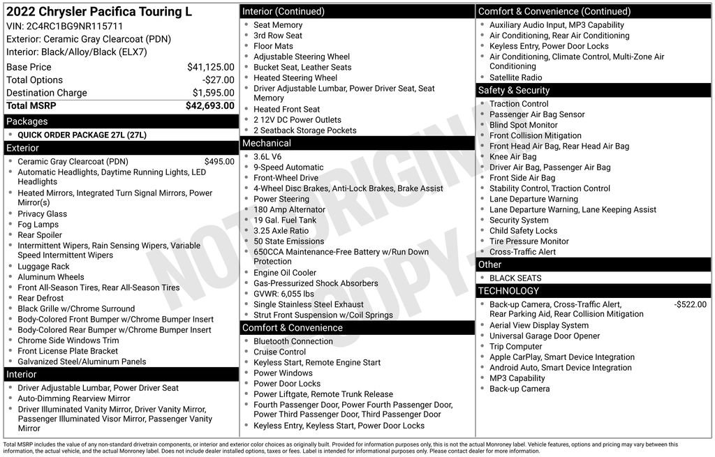 Used 2022 Chrysler Pacifica Touring-L FWD image 5