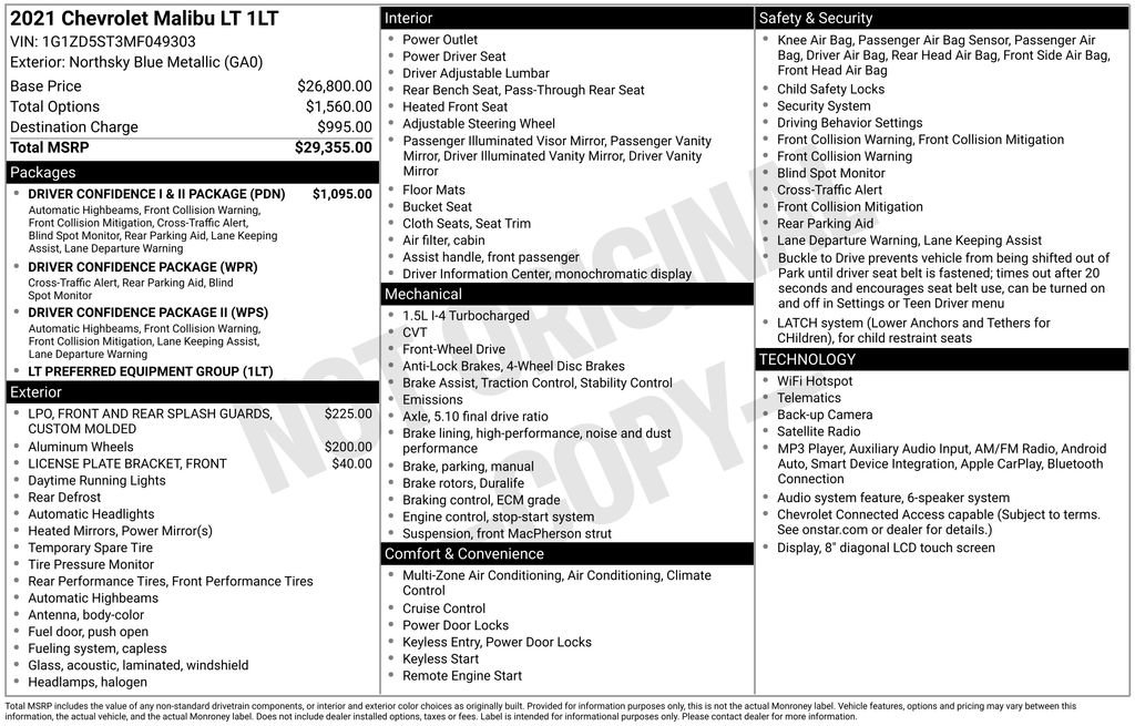 Used 2021 Chevrolet Malibu LT FWD image 31
