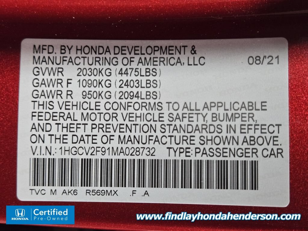 Certified 2021 Honda Accord Touring image 14