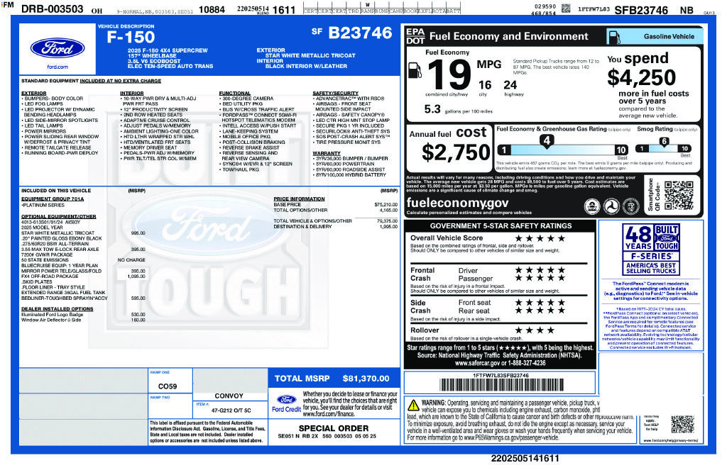 Used 2025 Ford F150 Platinum w/ FX4 Off-Road Package AWD/4WD image 43