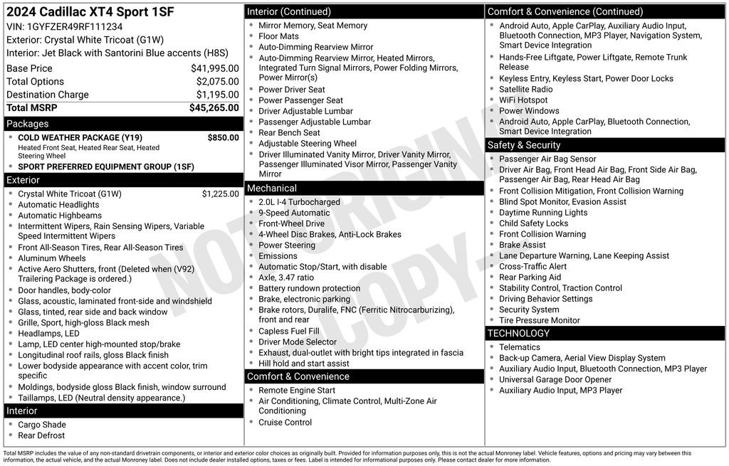 Used 2024 Cadillac XT4 Sport w/ Cold Weather Package image 8