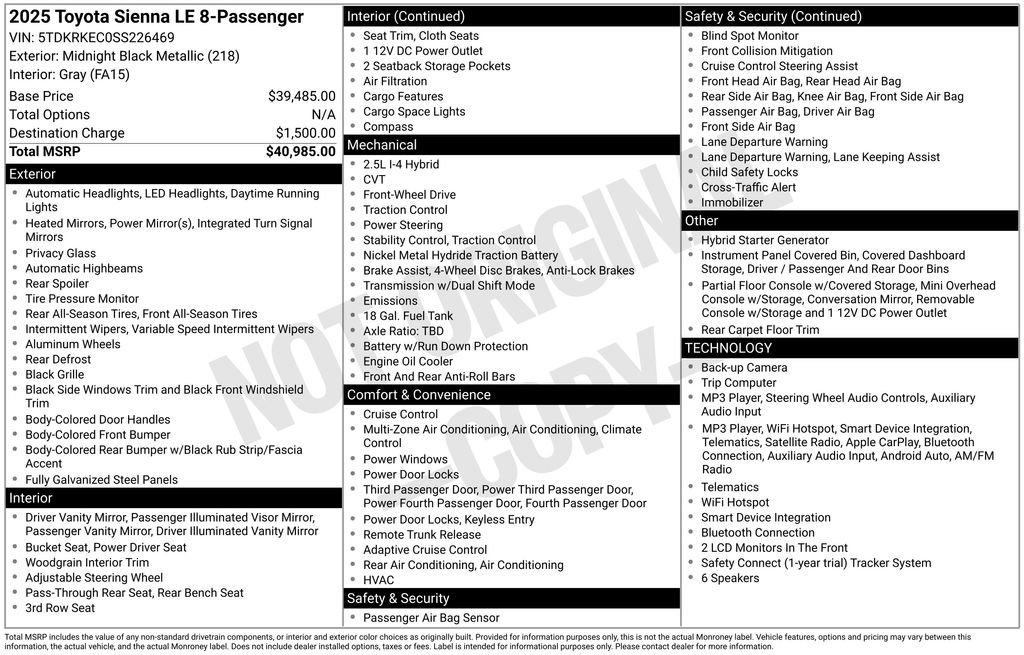 Used 2025 Toyota Sienna LE FWD image 45