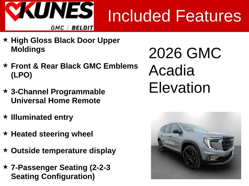 New 2026 GMC Acadia Elevation w/ Black Edition image 3