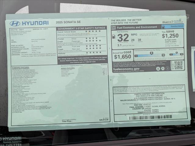 New 2025 Hyundai Sonata SE FWD image 17
