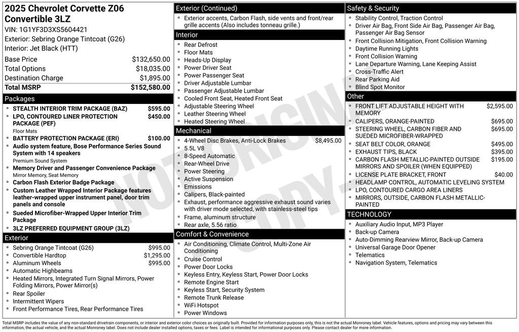 New 2025 Chevrolet Corvette Z06 w/ Stealth Interior Trim Package image 4