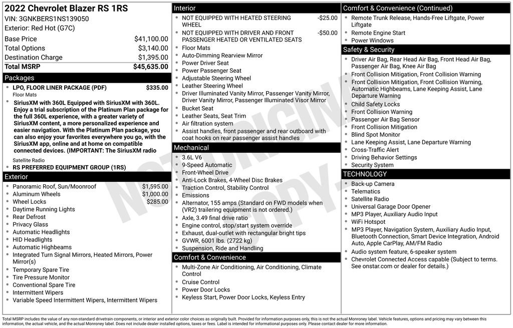 Used 2022 Chevrolet Blazer RS w/ LPO, Floor Liner Package FWD image 5