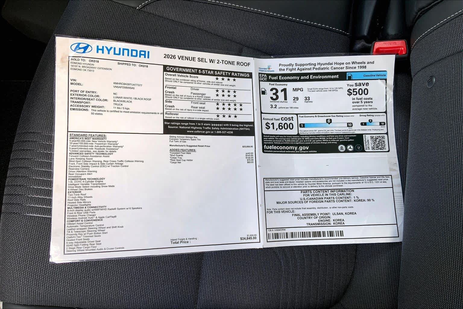 New 2026 Hyundai Venue SEL FWD image 18