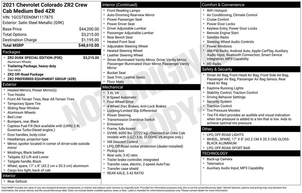 Used 2021 Chevrolet Colorado ZR2 w/ ZR2 Dusk Special Edition AWD/4WD image 6