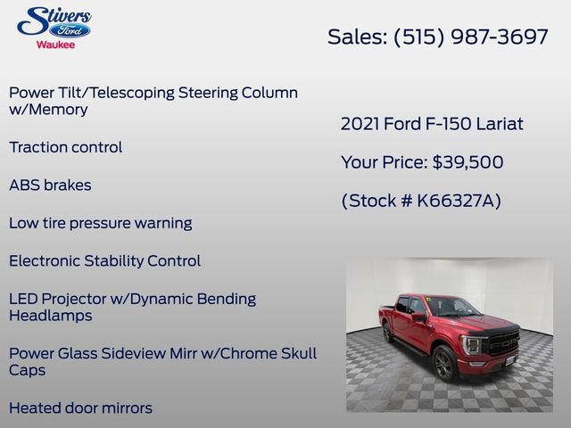 Certified 2021 Ford F150 Lariat w/ Equipment Group 502A High AWD/4WD image 34