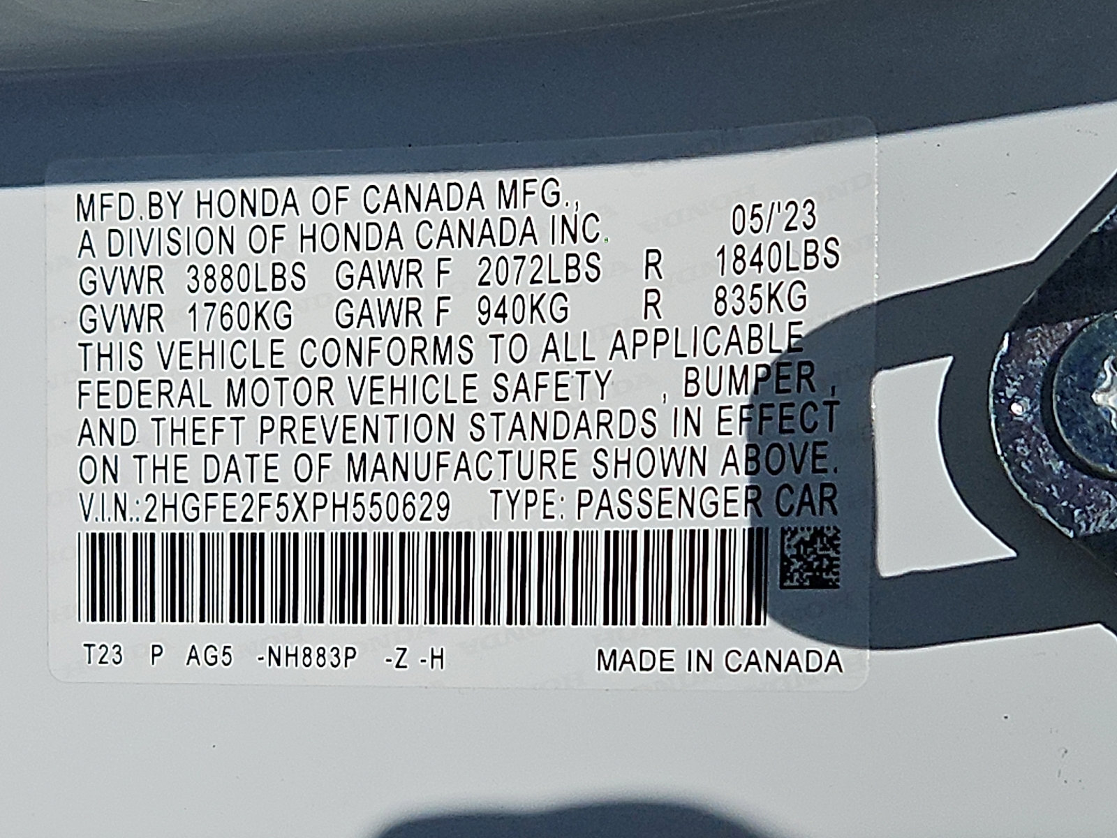 Certified 2023 Honda Civic Sport image 27