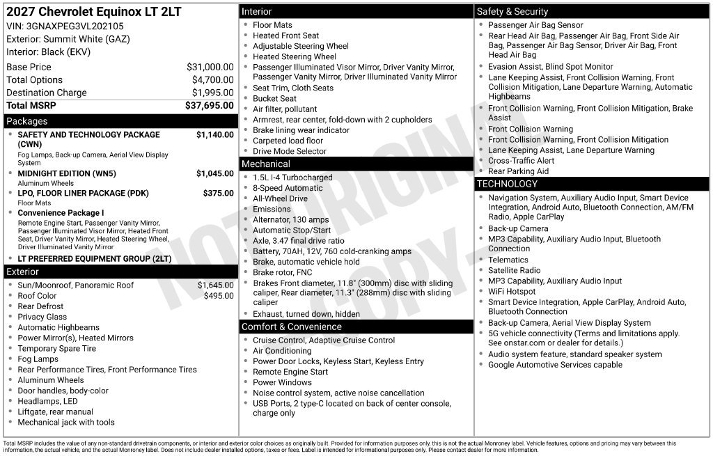 New 2027 Chevrolet Equinox LT w/ Safety and Technology Package AWD/4WD image 11