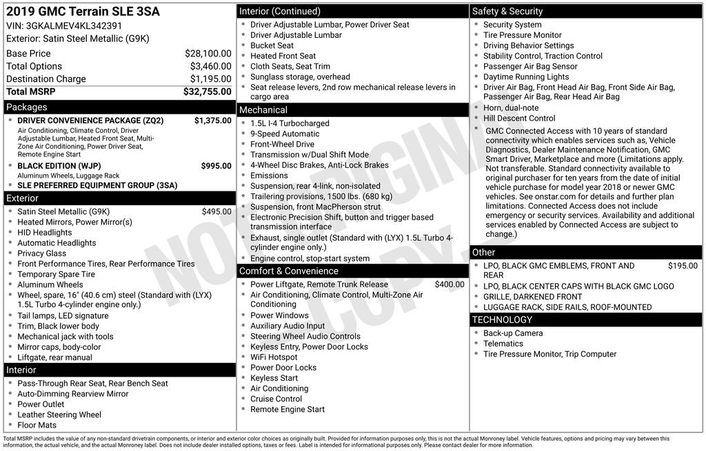 Used 2019 GMC Terrain SLE w/ Driver Convenience Package FWD image 5